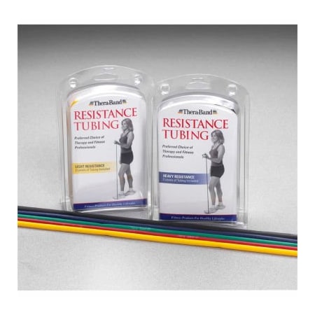 Fabrication Enterprises Thera-Band Latex Exercise Tubing, 5' Tubing, Light -Yellow, Red, Green), Retail Pack 10-1327